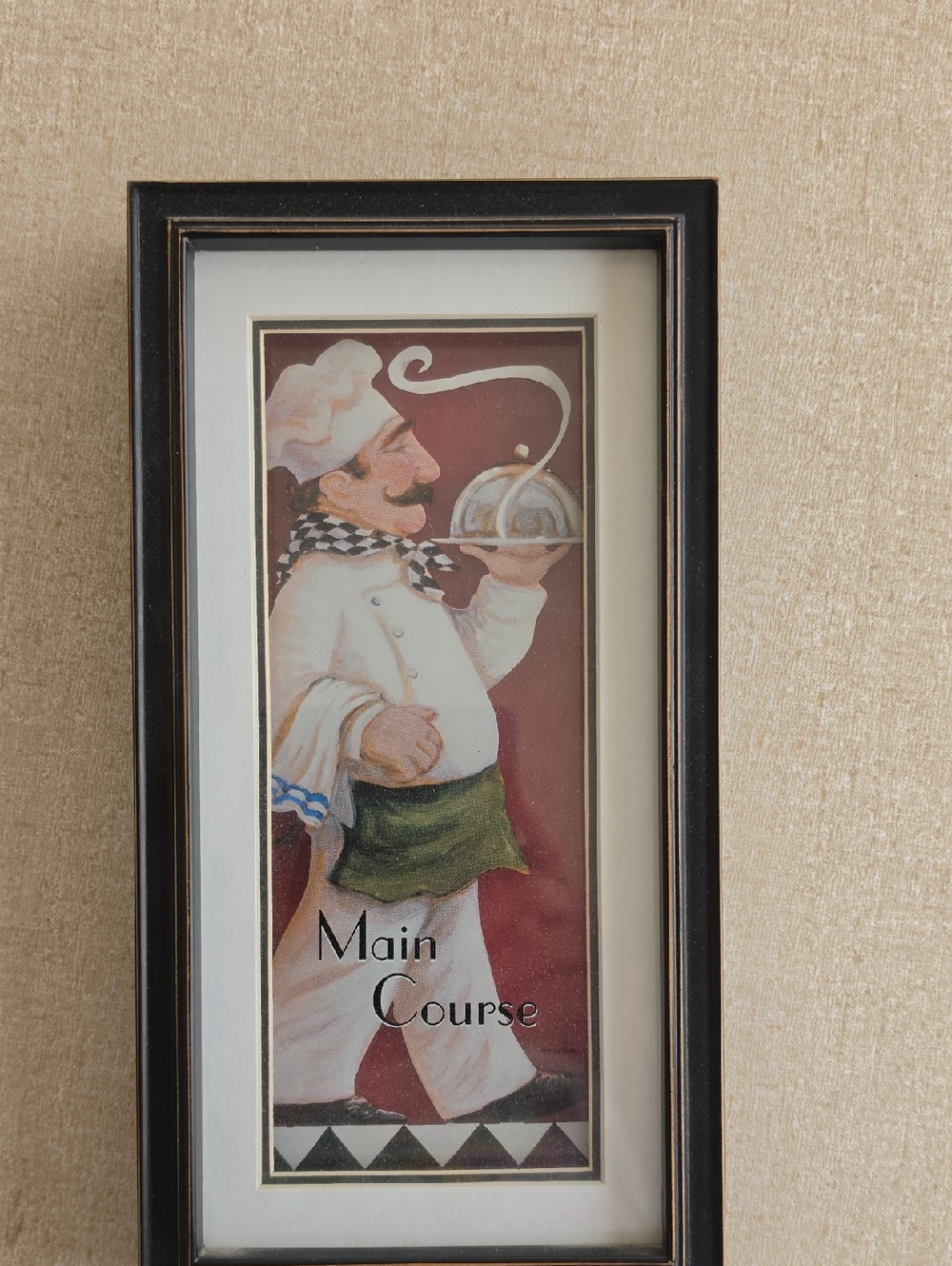 Chef Wall Art – Main Course Illustration in Black Frame